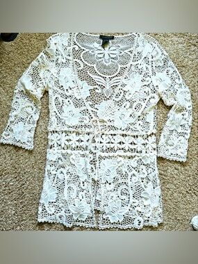 Design Works Floral Lace Cardigan. Size: M. Asking: $40.
